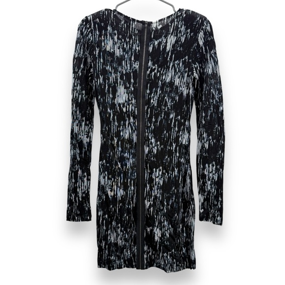 Theory Madelina Storm Cloud Long Sleeve Abstract Print Mini Sheath Dress Sz 4 - Picture 4 of 9